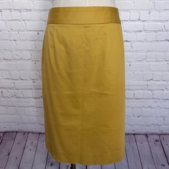 J. CREW Factory Mustard Yellow Knee Length No 2 Pencil Skirt--EUC--12 - Picture 7 of 12